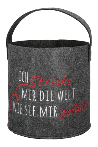 Strickkorb aus Filz mit Spruch | Aufbewahrung für Wolle und Garn | Strickzubehör | Utensilo zum Stricken oder Häkeln | Geschenkidee für Oma | Geschenk Muttertag Oma von GILDE