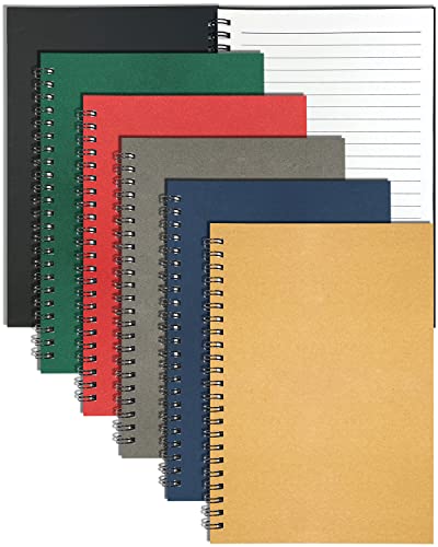 GINMLYDA 6er-Pack Spiralblock A5, Spiralbindung Notizbüch 21x14,5cm 60 Liniert Blätter Notizbuch A5 Blanko Farbe Kraft-Abdeckung Schreiben Notizblock für Schule Zuhause Projekt Notizen Büro Geschenke von GINMLYDA