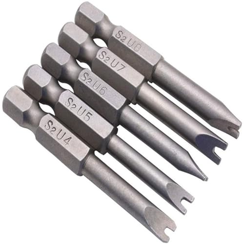 GIONAR 5 Stück U Typ Form Schraubendreher 50 mm Länge S2 Sechskantschaft Legierter Stahl Spezial Bit Set Set U4/U5/U6/U7/U8 mit Magnatischer von GIONAR