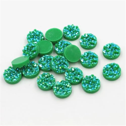 40 Stück 8mm 10mm 12mm Grün Farben Naturharz Cabochons mit flacher Rückseite for Armband Ohrringe Zubehör(10mm) von GIOTEL