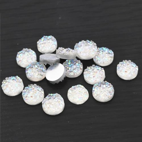 40 Stück 8mm 10mm 12mm Transparente Farben Natürliche Flache Rückseite Harz Cabochons for Armband Ohrringe Zubehör(10mm) von GIOTEL