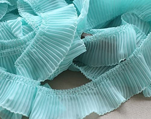 Spitze 1 Mt Chiffon Mesh Orgel Plissee Stickerei Spitze Stoffbesätze weich und langlebig for Nähen Handwerk Kleid Rock Material Zubehör Spitze (Color : Mint Green) von GIOTEL