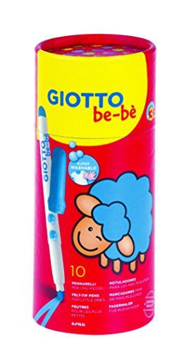 GIOTTO be-bè super auswaschbare Fasermaler, Jumbo Spitze, 5 mm, Runddose aus Karton, 10 sortierte Farben von GIOTTO be-bè