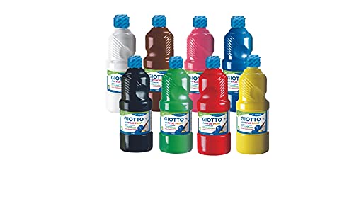 GIOTTO Acrylic Paint Acrylfarbe, mit Glanzeffekt, Set mit 8 Farben à 500 ml von GIOTTO