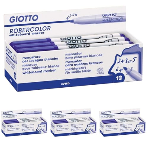 GIOTTO Robercolor Medium Whiteboard-Marker, runde Spitze, ca. 3-4 mm, blau, 1 Einheit (Packung mit 4) von GIOTTO