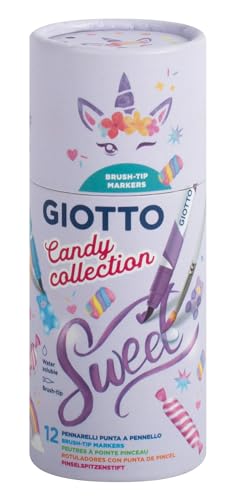 GIOTTO Turbo Soft Brush Candy Collection, Filzstifte wasservermalbar in 12 Farben, Dose von GIOTTO