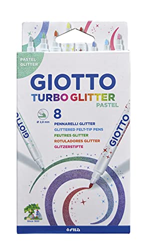 Giotto 4263 00 - Turbo Glitter, 8 Fasermaler in Pastellfarben von GIOTTO