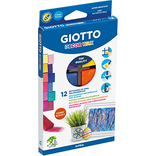 GIOTTO Decor Wax, Wachsblöcke, rechteckige Form, 4 x 2 cm, 12 sortierte Farben von GIOTTO