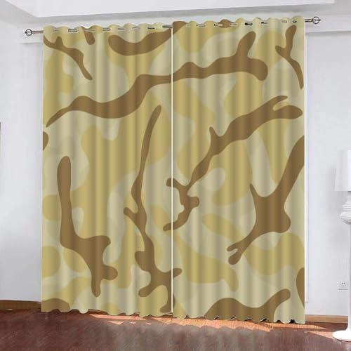 GIOVIA 3D Camouflage Gardinen Abdunkelnde Abstrakt Geometrisch Kindervorhänge Vorhang mit ösen 2er Set Vorhänge Blickdicht Verdunkelungs für Kinderzimmer Schlafzimmer Wohnzimmer B 140 X H 160 cm von GIOVIA