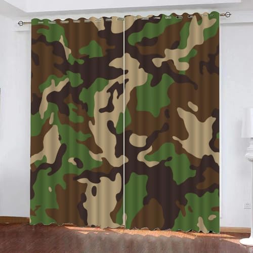 GIOVIA 3D Camouflage Gardinen Abdunkelnde Abstrakt Geometrisch Kindervorhänge Vorhang mit ösen 2er Set Vorhänge Blickdicht Verdunkelungs für Kinderzimmer Schlafzimmer Wohnzimmer B 140 X H 160 cm von GIOVIA