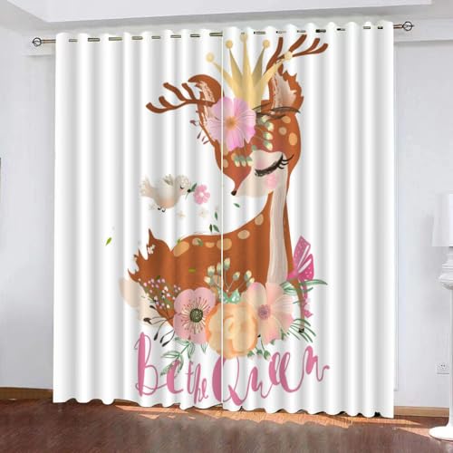 GIOVIA 3D REH Gardinen Abdunkelnde Tier Elch Kindervorhänge Vorhang mit ösen 2er Set Vorhänge Blickdicht Verdunkelungs für Kinderzimmer Schlafzimmer Wohnzimmer B 140 X H 160 cm von GIOVIA