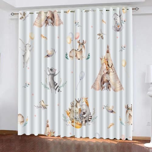 GIOVIA 3D REH Vorhänge Abdunkelnde Wald Tiere Kindervorhänge Vorhang mit ösen 2er Set Gardinen Blickdicht Verdunkelungs für Kinderzimmer Schlafzimmer Wohnzimmer B 150 X H 166 cm von GIOVIA