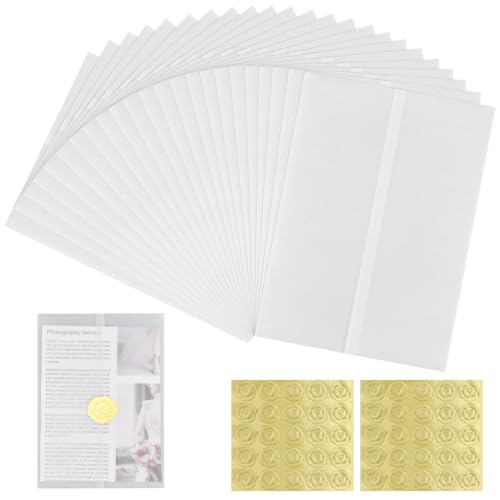 GIRAFEDA 50 Stück Pergament Umschlag, Vorgefaltet Pergamenthüllen, A5 Pergamentpapier Briefumschlag, Hochzeitseinladungen Pergamentpapier, Vellum Papier, Transparentpapier für Einladungen Geburtstag von GIRAFEDA