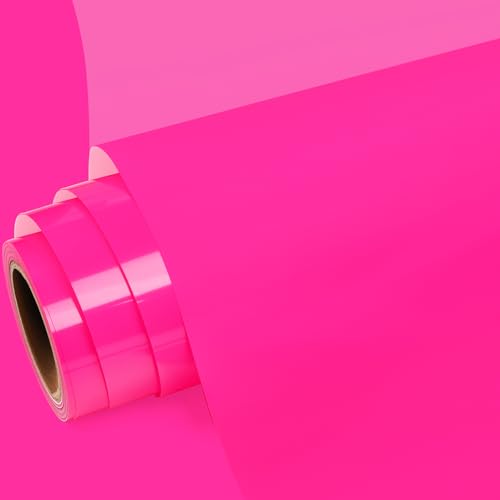 GIRAFVINYL Hot Pink Wärmetransfer-Vinyl, Hot Pink HTV – 30,5 cm x 1,5 m, Neon-Pink zum Aufbügeln, Vinyl für T-Shirts, Hüte, Kleidung und andere Stoffe (Hot Pink) von GIRAFVINYL