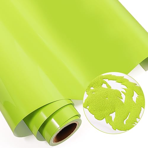 GIRAFVINYL Puff Vinyl Wärmetransfer-Vinyl-Rolle, Apfelgrün – 3D Puffy Vinyl Easy Cut/Weed Foaming HTV Eisen auf Vinyl für T-Shirts, Kleidung, 25,4 cm x 1,2 m von GIRAFVINYL