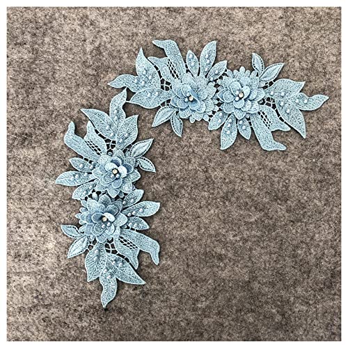 GIVBRO 3D Blume Applikation Nähen Patch Bestickte Spitze Fake Kragen für Stoff Party Kleid Dekoration Kostüm Zubehör Hellblau von GIVBRO