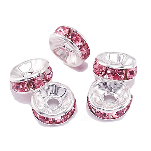 GIVBRO 50 Stück Strass Abstandshalter Perlen Vintage Perlen Radförmige Perlen für Schmuck DIY Armband Perlen Zubehör Rosa 10 mm von GIVBRO