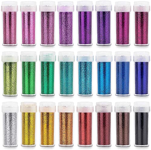 GIVBRO Extra feines Glitzer-Set für Scrapbooking, Festivals, Schule, Handwerk, Party-Einladung, Glas, Nagelkunst, Gesicht, Körper und Kunstaktivitäten für Kinder, 24 Farben von GIVBRO