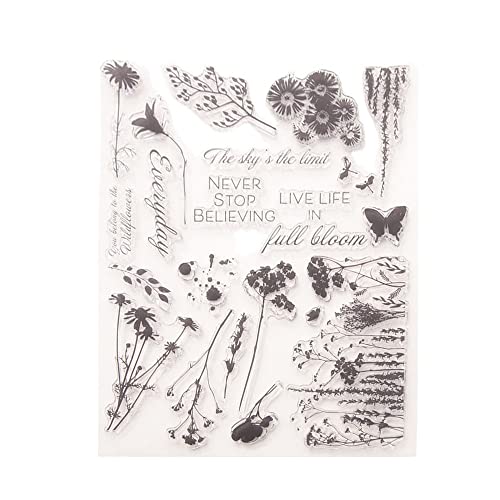 GIVBRO Floral Clear Stamps Seal Aufkleber Schablone Gras Blume Gemusterte Prägeschablone Scrapbooking DIY Handwerk Werkzeuge von GIVBRO