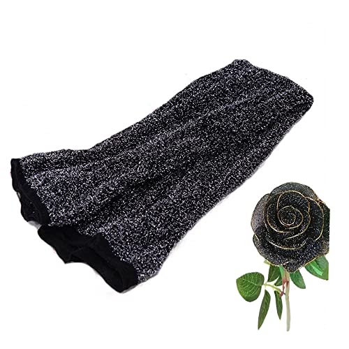 GIVBRO Glitzer-Nylonstrümpfe, Blumenmaterial, DIY-Netzstoff, Zubehör für Blumenstrauß, Puppenkleidung, Schwarz, 2 Stück von GIVBRO