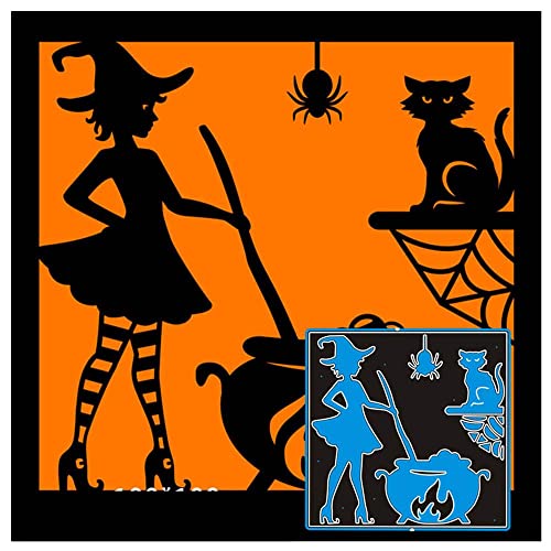 GIVBRO Hexe Stanzformen Schablone Halloween Stanzform Scrapbooking Prägeschablone DIY Werkzeug für Kartenherstellung (#C) von GIVBRO