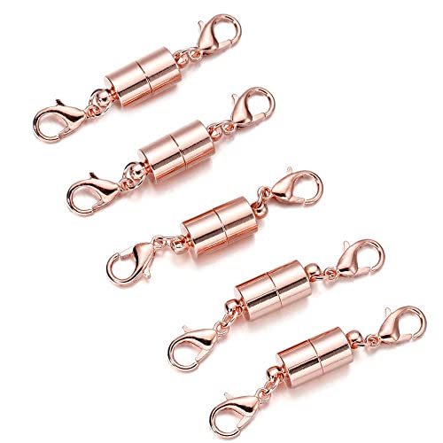 GIVBRO Magnetische Karabinerverschlüsse, Schmuckverlängerung, Armband, Halskette, Zubehör für Bastelarbeiten, Roségold, 5 Stück (5 mm Durchmesser) von GIVBRO