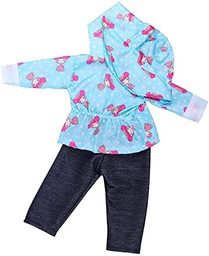 GIVBRO Puppen-Regenmantel, Kleidung für 45,7 cm große Mädchenpuppen, lässige Outfits – Mantel und Hose, Hut-Kostüm-Zubehör, 3 Stück/Set von GIVBRO