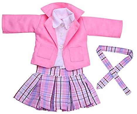 GIVBRO Puppenkleidung Hemd Jacke Krawatte Kleid Outfit Kleidung Set für 18 Zoll Amerikanische Puppe Weihnachten Mädchen Geschenk Zubehör Rosa von GIVBRO