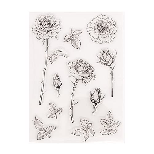 GIVBRO Rose Clear Stamp Silikon Prägestempel für Kartenherstellung Scrapbooking Fotoalbum Handwerk Dekorative Blumen Blätter von GIVBRO