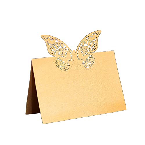 GIVBRO Tischkarte Schmetterling hohl Zelt Karte Name Tischkarten für Party Dekoration Metting Hochzeit Supplies Gold, 10 Stück von GIVBRO