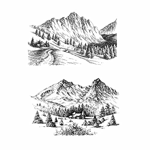 GIVBRO Vintage Clear Stamps Aufkleber Schablone Siegel Berglandschaft Prägeschablonen DIY Werkzeuge (#A) von GIVBRO