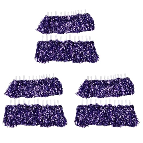 GIWFBQTR 72 Stück Cheerleading Pom Poms Metallfolie Cheer Pom Poms mit Kunststoffgriff für Erwachsene Kinder Cheerleader Lila von GIWFBQTR