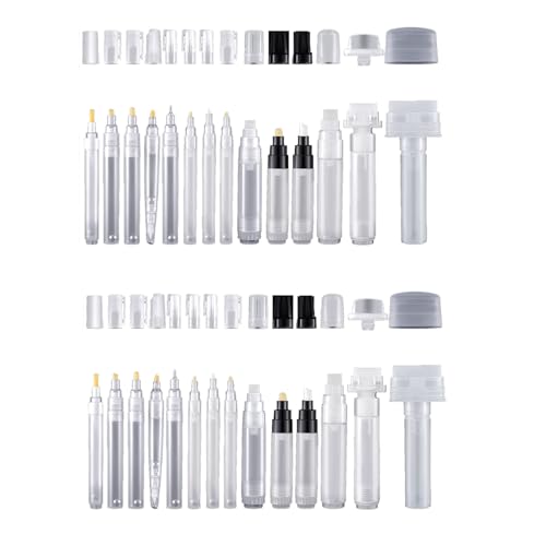 GIWFBQTR Set mit 28 BefüLlbaren Leeren Farbausbesserungsstift-Markern, NachfüLlbarer Farbstift, Durchsichtige, Leere Markierungen, Leere Farbtube von GIWFBQTR