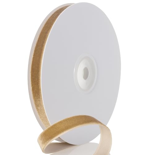 GIYOMI Khaki-Samtband – 1,9 cm breit, 9,1 m Rolle – festliches beflocktes Band für Urlaubsdekoration, Basteln und Geschenkverpackungen von GIYOMI