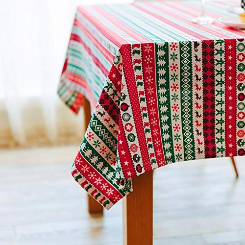 GJBHD Weihnachten Rechteck Tischdecke,fischgrät Gedruckt Bettwäsche Aus Baumwolle Tischdecke Winter Staub-Proof Tischtuch Für Essküche Xmas Dekor -rot 140x140cm(55x55inch) von GJBHD