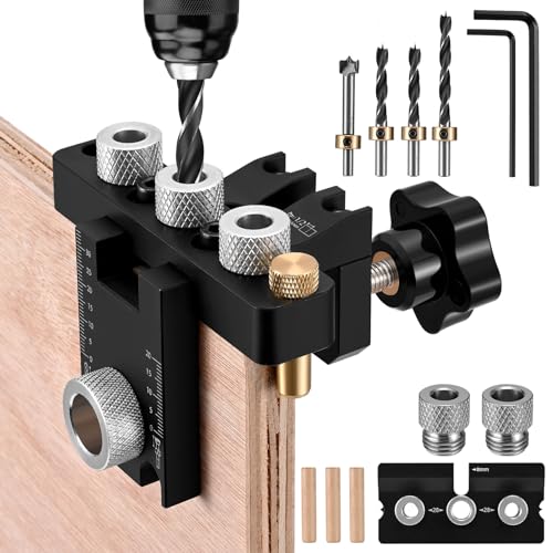 GJCrafts 8/10/15mm Bohrschablone Praktische Dübelhilfe Auf Holz zentriert Doweling Dübel Jig Kit Taschenloch Jig Kit für Holzbearbeitung Schreiner Flächenverbindungen und exakt Dübellöcher von GJCrafts