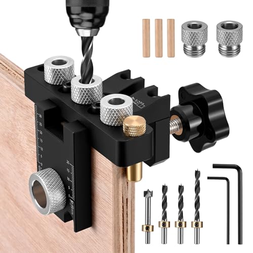 GJCrafts 8/10/15mm Bohrschablone Praktische Dübelhilfe Auf Holz zentriert Doweling Dübel Jig Kit Taschenloch Jig Kit für Holzbearbeitung Schreiner Flächenverbindungen und exakt Dübellöcher von GJCrafts