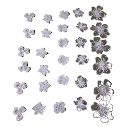 Flicken Patches 30 Stück Organza-Stickerei, elfenbeinfarben, applizierte Schleier-Spitze, Blumen-Patches mit Perlen, Perlenstickerei, Spitze for Nähen auf dem Kleid Floral Rose AufbüGeln Flower von GJJVDTUF