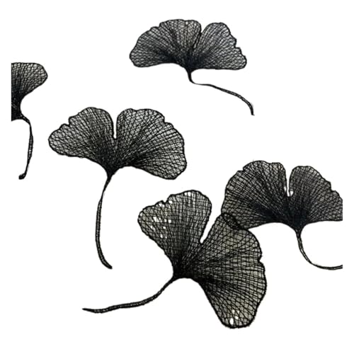 GJJVDTUF Flicken Patches 10 Stücke Schwarz Weiß Spitze Ginkgo Blätter Blume Stickerei Patch Applikationen Reparatur Floral Rose AufbüGeln Flower(Black) von GJJVDTUF