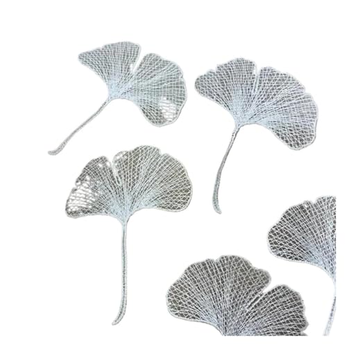 GJJVDTUF Flicken Patches 10 Stücke Schwarz Weiß Spitze Ginkgo Blätter Blume Stickerei Patch Applikationen Reparatur Floral Rose AufbüGeln Flower(White) von GJJVDTUF