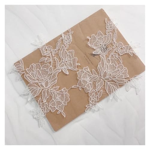 GJJVDTUF Flicken Patches 2 Paar Blumen-Spitzen-Aufnäher for Braut, Hochzeitskleid, weißes Netz, DIY, handgefertigte Kleidung, Reparatur, Nähzubehör Floral Rose AufbüGeln Flower von GJJVDTUF