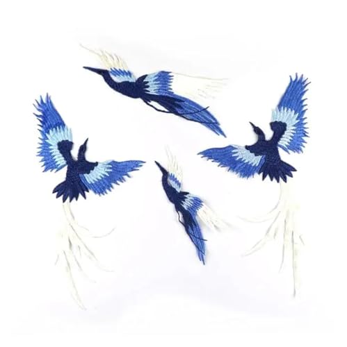 GJJVDTUF Flicken Patches 2Set/8Pcs Stickerei Tier Aufkleber Vogel Applique Nähen Auf Mantel DIY Handwerk Transfers for Kleidung Reparatur Patches Bekleidungs ​​Tuch Floral Rose AufbüGeln Flower(Blue) von GJJVDTUF