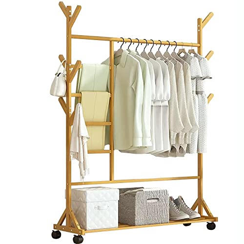 GJPDPZ Kleiderständer aus Bambus, Kleiderständer, freistehender Kleiderbügel, Schlafzimmer-Kleiderständer für Flur, Wohnzimmer, Schlafzimmer/a/100 * 35 * 155 cm (B) (A 100 * 35 * 155 cm (B)) von GJPDPZ