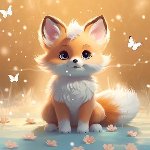 GJSZZO Fox Diamond Painting for Adults, 5D Fuchs Diamont Painting Kits für Erwachsene, DIY Diamant Malerei Diamond Painting Bilder Set mit für Heimwanddekoration 30x30 cm von GJSZZO