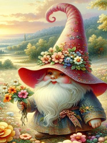 GJSZZO Gnome Diamond Painting Kit for Adult, 5D Zwerge Diamant Malerei Set für Erwachsene, Runde Steine Diamant Painting für Zuhause Dekor 30x40 cm von GJSZZO