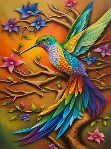 GJSZZO Hummingbird Diamond Painting kits for Adults, Kolibri und Blume Diamont Painting Bilder Erwachsene, Diamant Malerei Set mit für Heimwanddekoration 30x40 cm von GJSZZO