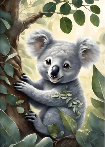 GJSZZO Koala Malen Nach Zahlen für Erwachsene, Tree und Koala Paint by Numbers Handgemalt Kit für Anfänger, zur Heimdekoration Kein Rahmen 30X40 CM von GJSZZO