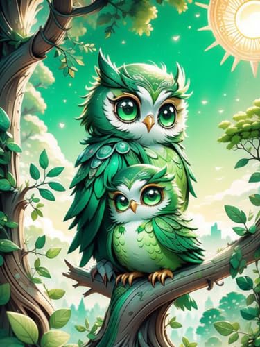 GJSZZO Owl Diamond Painting kits for Adults, Baum und Eule Diamantmalerei für Erwachsene, Tiere Diamant Painting Bilder für Heimwanddekoration 30x40 cm von GJSZZO