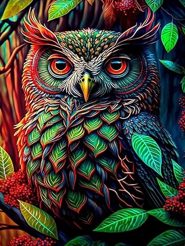 GJSZZO Owl Paint by Numbers Adult, Eule Malen nach Zahlen für Erwachsene, Tier Malen-nach-Zahlen-Bilder für die Wanddekoration 30x40 cm von GJSZZO