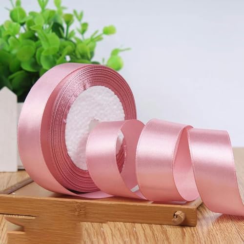 (25 Yards/Rolle) Grünes einseitiges Satinband, Partydekoration, Verpackung, Weihnachtsbänder, Nähen, Dou Sha Pink, 10 mm von GJUYTD